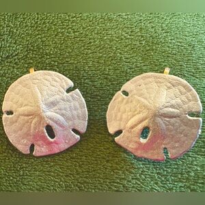 Silver tone sand dollar clip on earrings